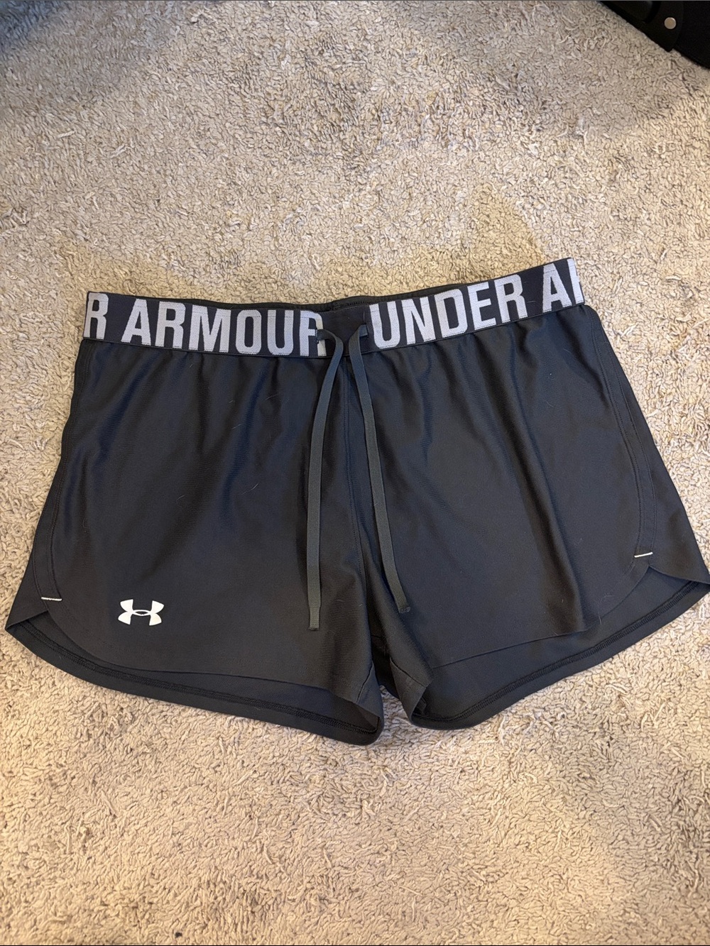 Under Armour Dark Gray Women's Athletic Shorts with Logo Waistband